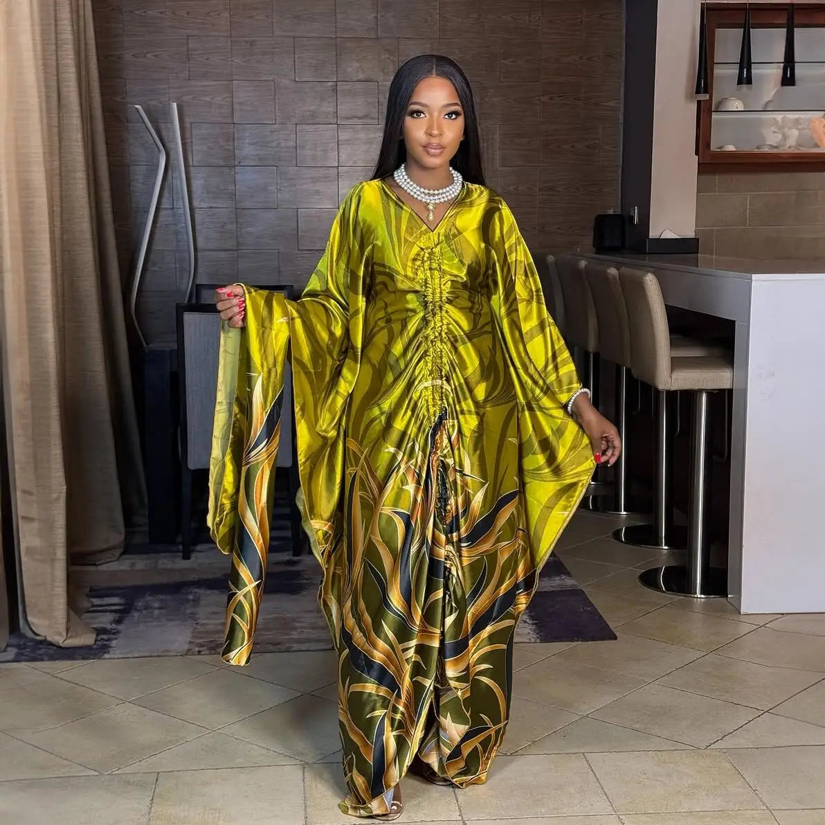 Fashion in 2025 african dress woman Printed fabric new in dresses Loose With a belt african dresses for woman