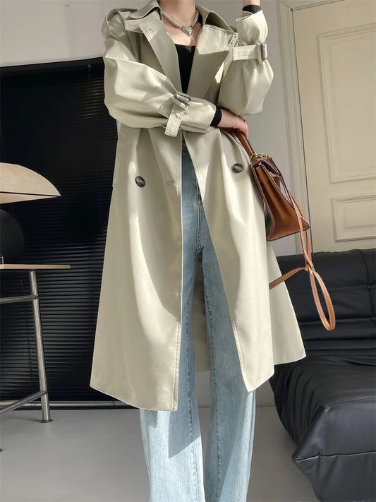 Women's fashion Long trench coat Autumn waterproof