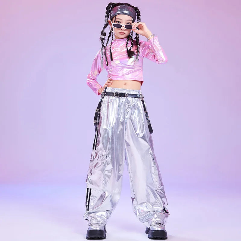 Kids Hip Hop Clothing Kpop Outfits Girls Cheerleading Jazz Dance Costume Children Ballroom Dance Suits Street Dancewear