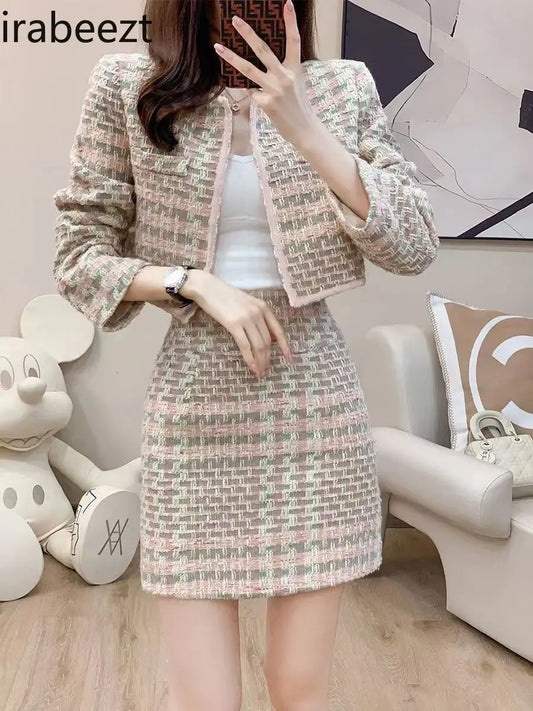 French Fashion Set for Women 2024 Early Autumn New High-grade Coat Skirt Two-piece Conjunto De Mujer 2 Piezas Elegante