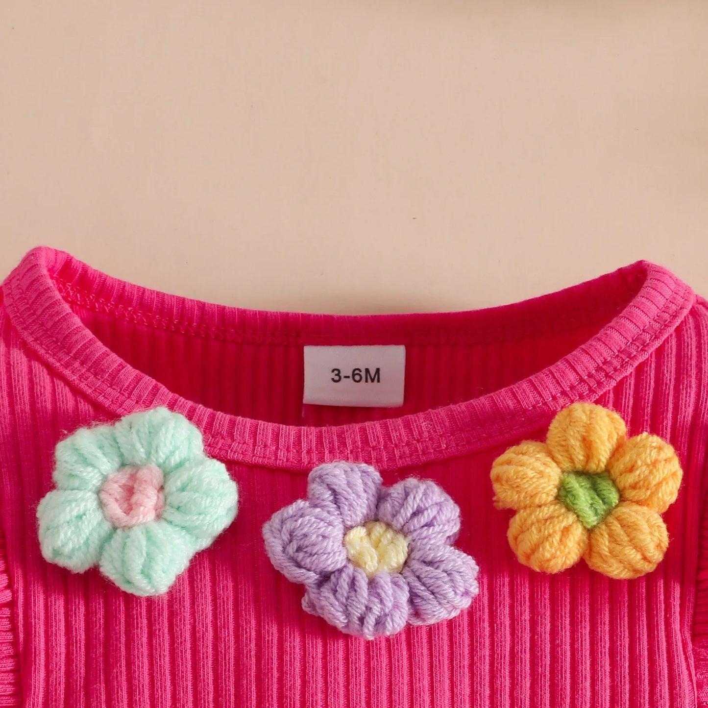 Kids Girl Outfit Set 0-3Y Clothes Baby Girls Floral Applique Ruffle Top and Solid Flared Pants with Headband Stylish Casual Wear