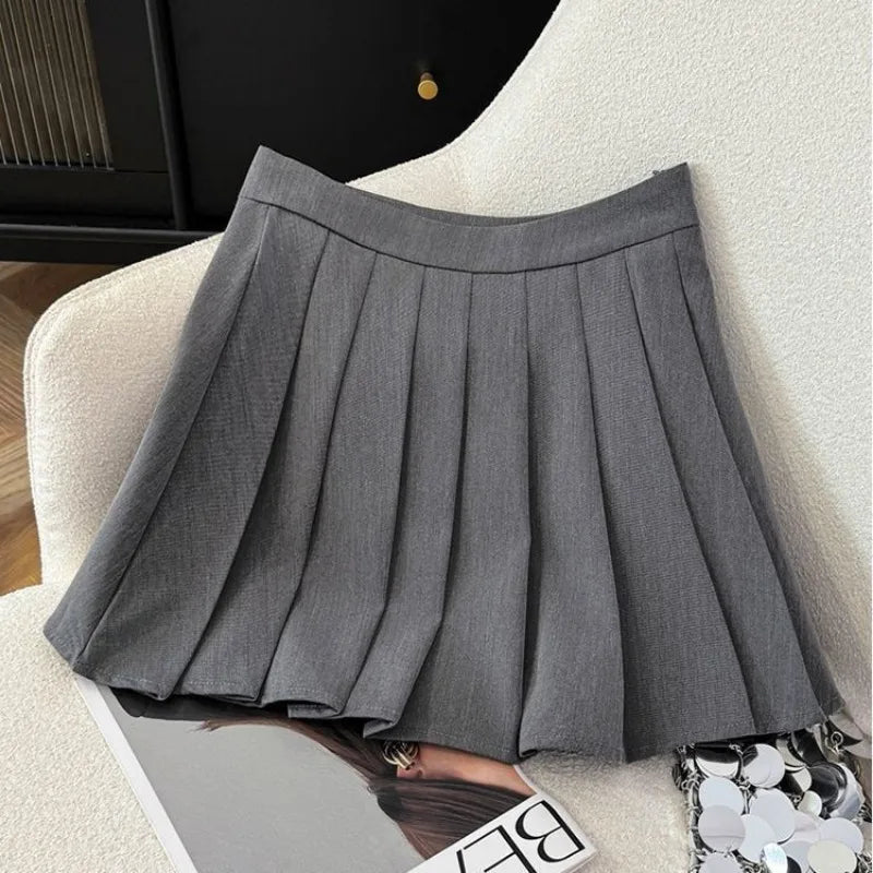 Fashion Design Sense Suit Collar Single Waist Waist Sleeveless Halter Waistcoat + High Waist Pleated Skirt Two-piece Set Women