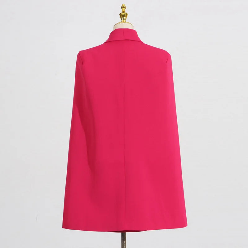 Fashion Personality Coat Women 2025 Autumn New Style Temperament Elegant Loose Splicing Cape Waist Suit Women