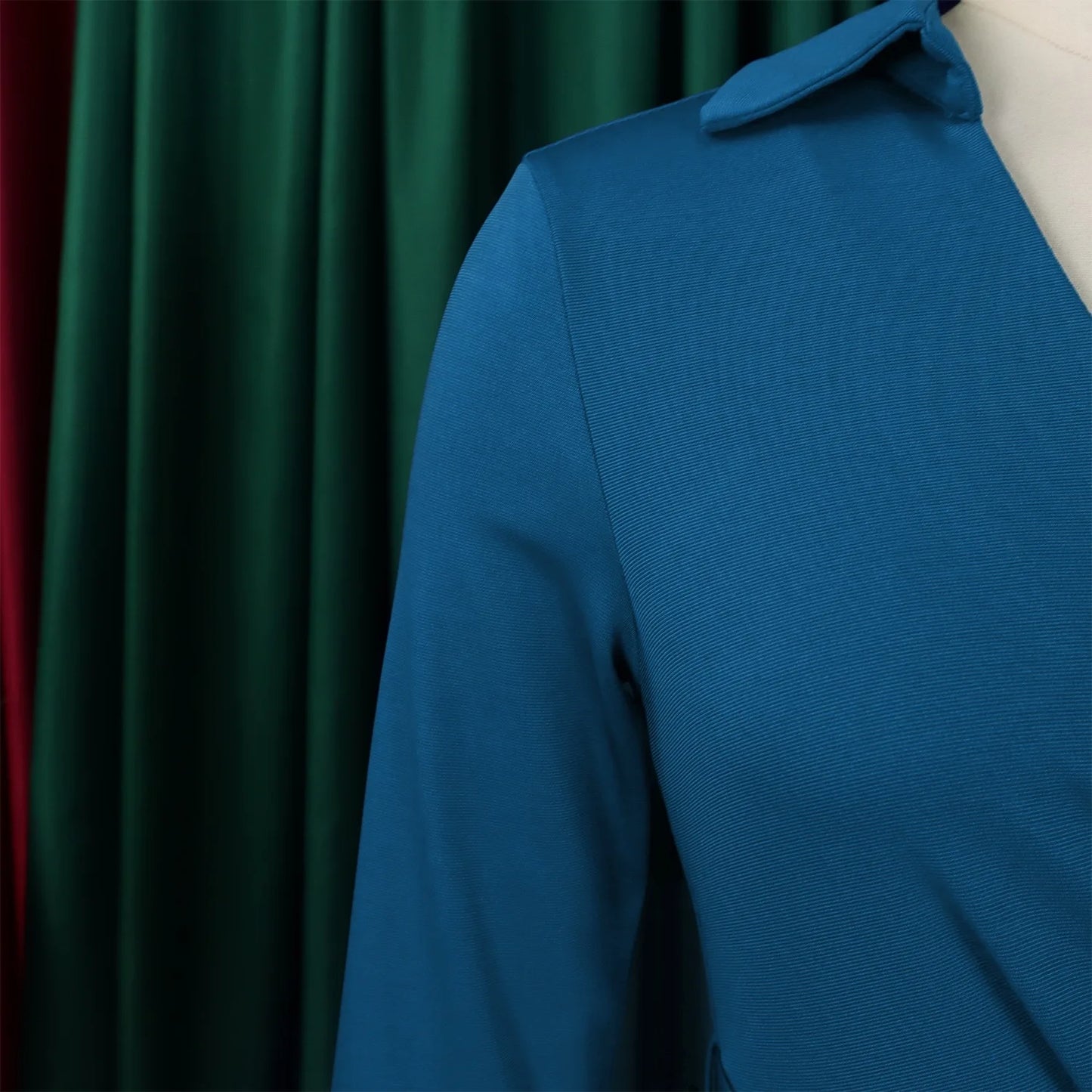 Fashion Office Dresses for Women Turn Down Collar V Neck Belt Waisted Pleated Mid Calf Elegant African Business Work Dress Cloth