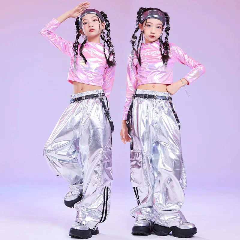 Kids Hip Hop Clothing Kpop Outfits Girls Cheerleading Jazz Dance Costume Children Ballroom Dance Suits Street Dancewear