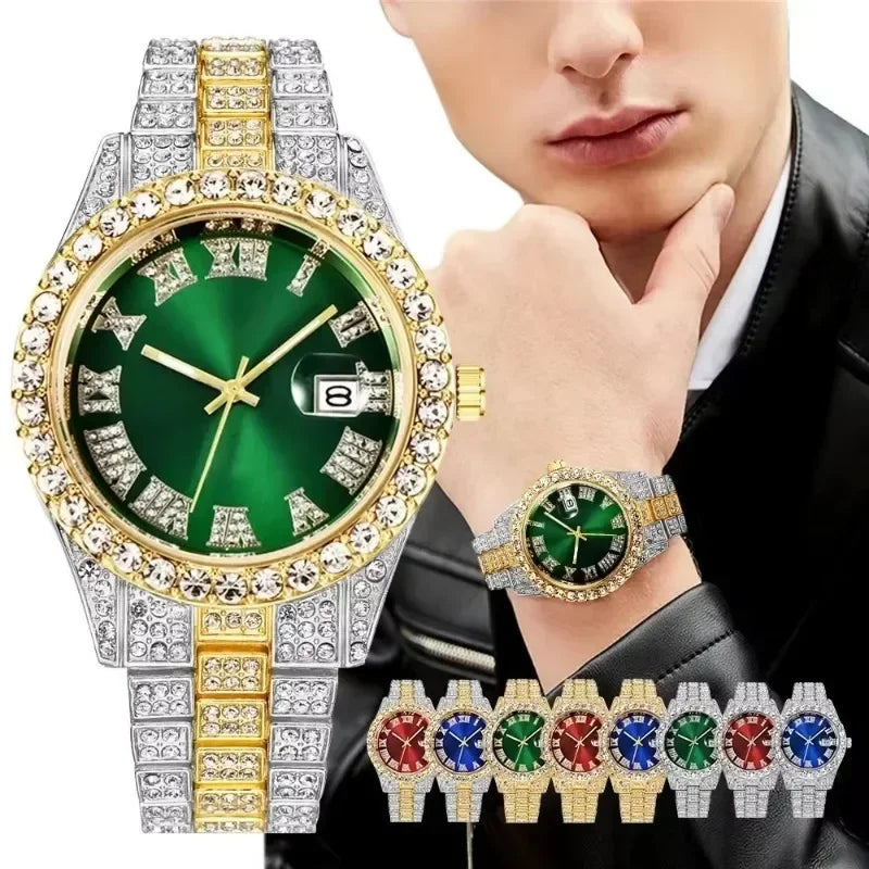 Fashion Full Iced Out Watch for Men Multiple Colors Hip Hop Mens Watch Fashion Cool Bling Diamond Luxury Mens Watches Clock