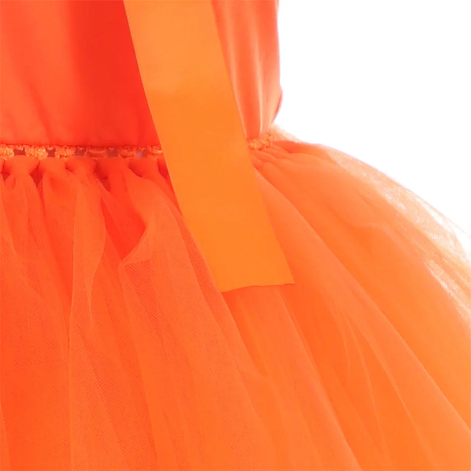 Kids Cartoon Tutu Mesh Gown Girls Monkey Elephant Squirrel Brown Bear Fox Sling Dress Headwear Sets Children Performance Vestido