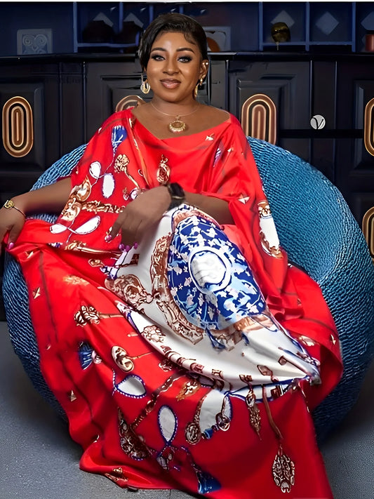 Fashion Print Dress Women's - Loose Fit Bohemian Dress, Trending Paisley Print, Perfect for Beach & Vacation