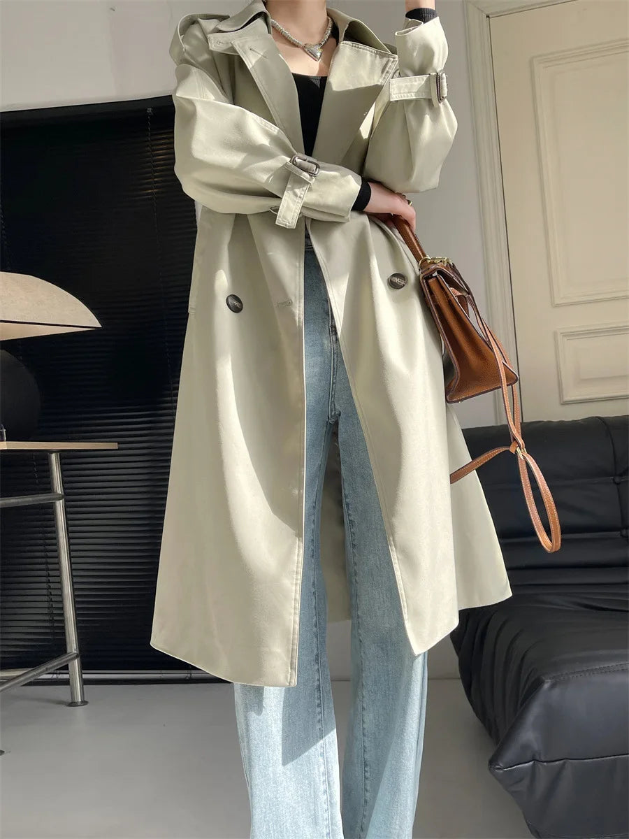 Women's fashion  Long trench coat Autumn waterproof