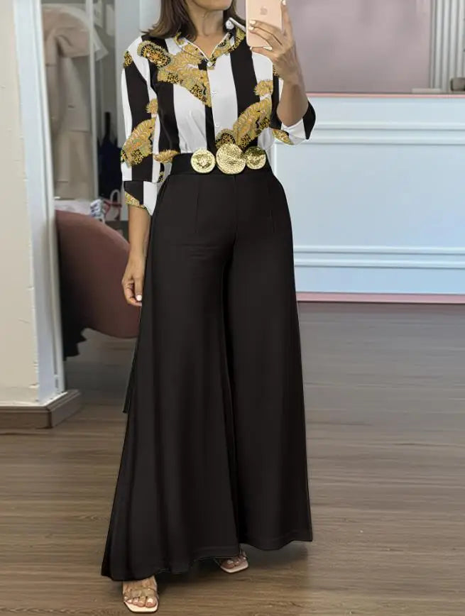 Fashion 2025 Summer 2 Piece Sets Womens Outfits Casual New Sexy Elegant Printed Sleeveless V-Neck Lace Up Top+Slim Fit Pants Set