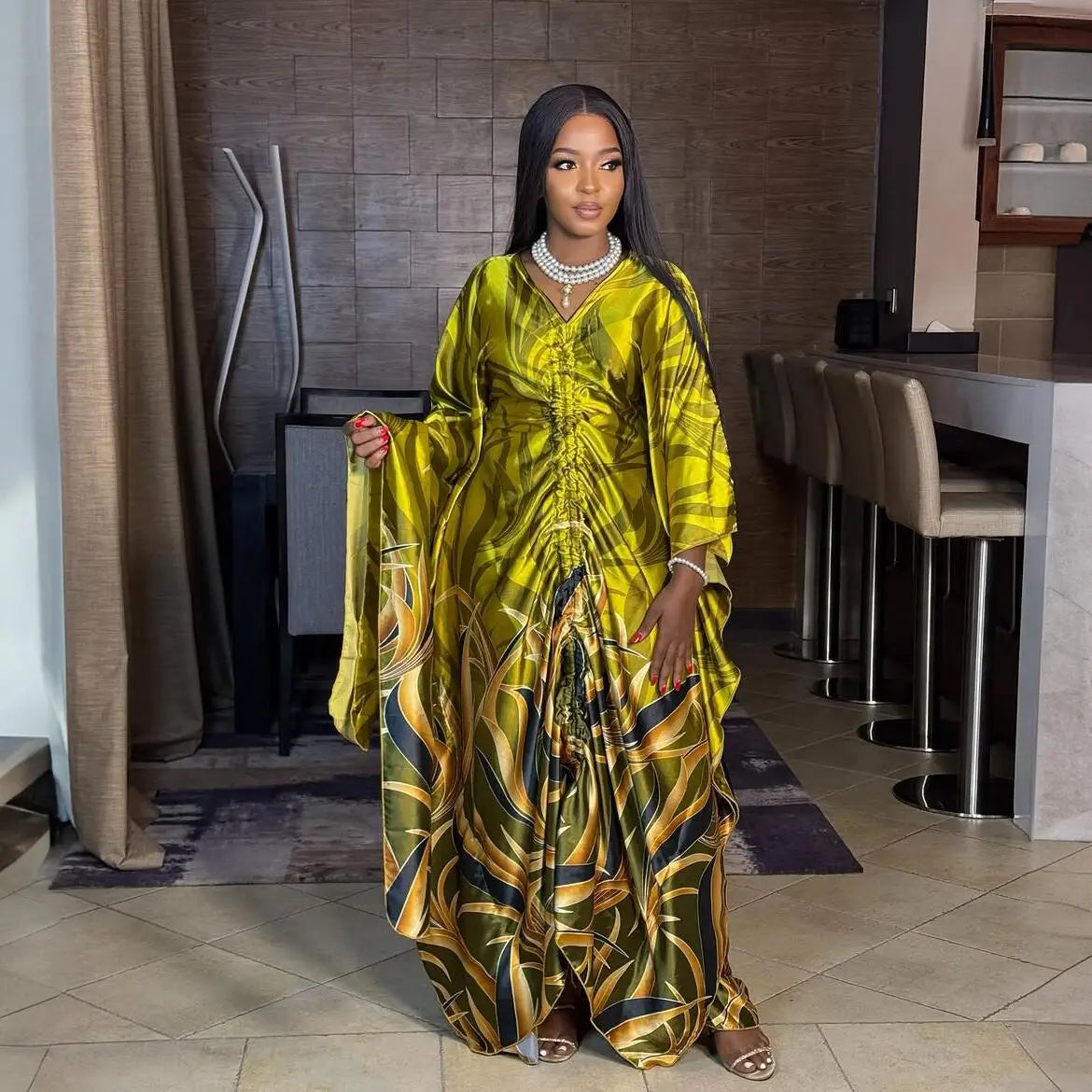 Fashion in 2025 african dress woman Printed fabric new in dresses Loose With a belt african dresses for woman